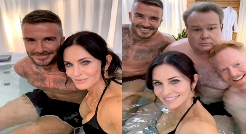 Actress Courtney Cox posted two photographs on social media with former football superstar David Beckham on the set of "Modern Family", and this has "confused" her "Friends" co-actor Jennifer Aniston.