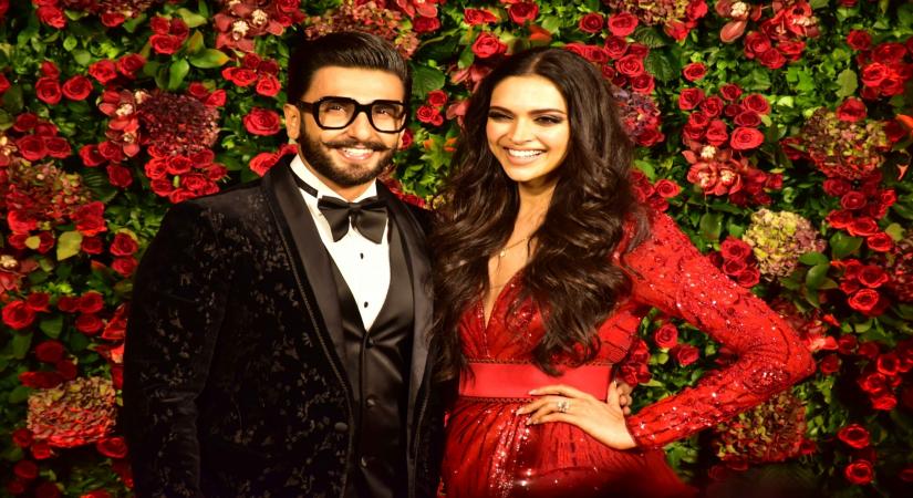 Mumbai: Newly wed actors Ranveer Singh and Deepika Padukone at their wedding reception in Mumbai, on Dec 1, 2018. (Photo: IANS)