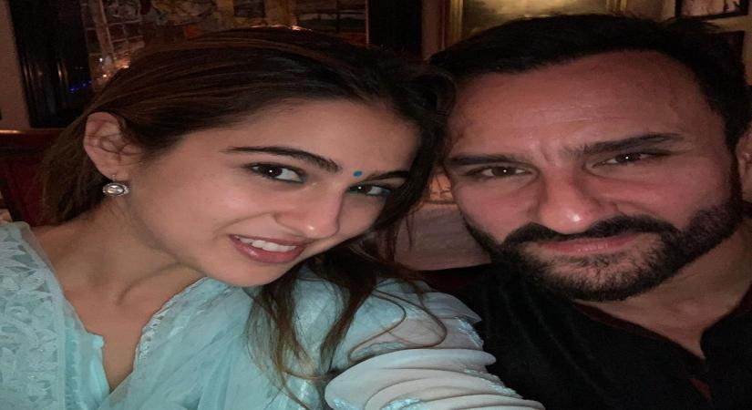 Taking a break from her busy shoot schedule, actress Sara Ali Khan celebrated Diwali with her father Saif Ali Khan, actress Kareena Kapoor Khan, Ibrahim Ali Khan and Taimur Ali Khan.