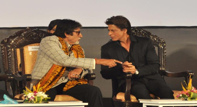 Kolkata: Actors Amitabh Bachchan and Shah Rukh Khan during inauguration of 23rd Kolkata International Film Festival in Kolkata on Nov 10, 2017. (Photo: Kuntal Chakrabarty/IANS)
