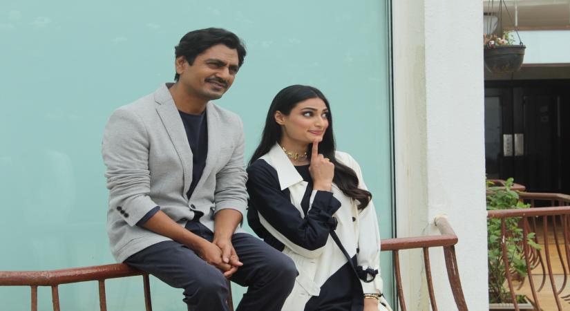 Mumbai: Actros Nawazuddin Siddiqui and Athiya Shetty during a programme organsied to promote upcoming film "Motichoor Chaknachoor" in Mumbai on Oct 30, 2019. (Photo: IANS)