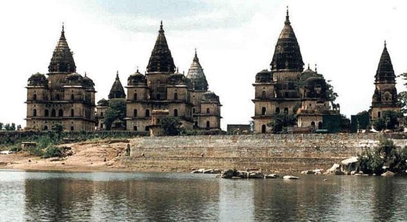 The row of Chattries on the banks of the Betwa River