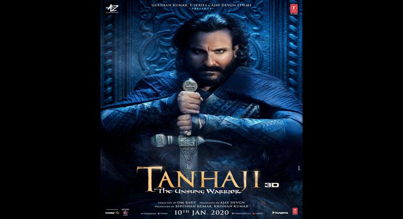 Actors Ajay Devgn and Kajol took to social media on Wednesday to share actor Saif Ali Khan's fierce look from their upcoming film "Tanhaji: The Unsung Warrior". In the new poster, kohl-eyed Saif can be seen sitting and holding a sword with his hands.