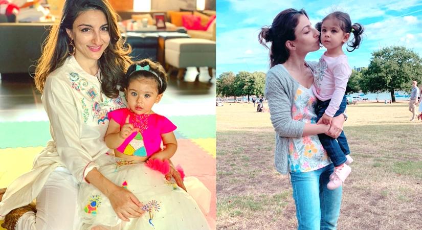 Actress Soha Ali Khan says watching her two-year-old daughter Inaaya Naumi Kemmu grow is scary as well as exciting, adding that she is at an age where she is absorbing everything and repeating things.