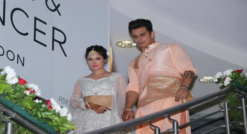 Mumbai: Actors Prince Narula and Yuvika Chaudhary during their sangeet ceremony in Mumbai on Oct 11, 2018. (Photo: IANS)
