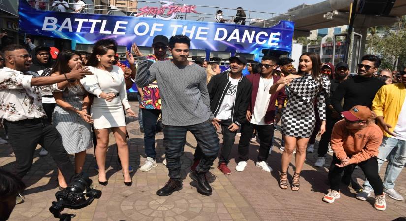 Mumbai: Actors Varun Dhawan, Shraddha Kapoor, Nora Fatehi at the trailer launch of their upcoming film "Street Dancer 3D" in Mumbai on Dec 18, 2019. (Photo: IANS)