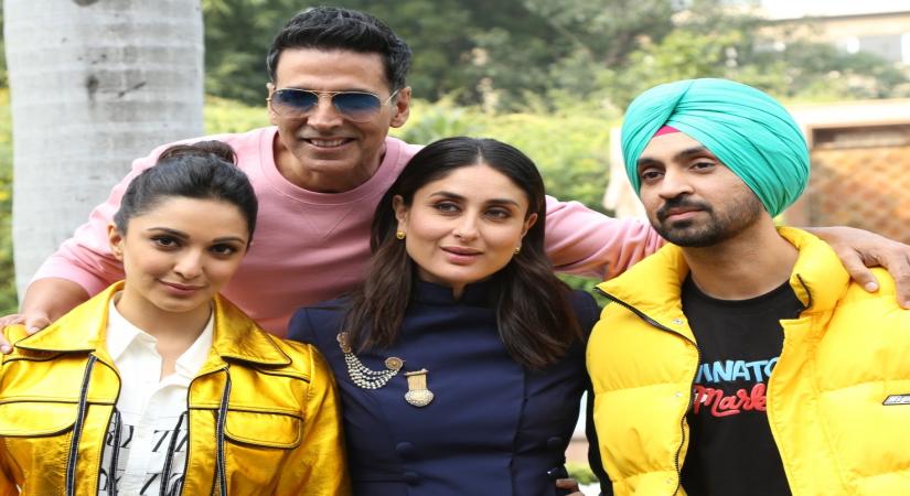 New Delhi: Actors Akshay Kumar, Kareena Kapoor, Diljit Dosanjh and Kiara Advani during the Group Photoshoot of the starcast of upcoming film "Good Newwz" in New Delhi on Dec 18, 2019. (Photo: Amlan Paliwal/IANS)