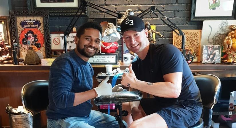 Celebrity tattoo artist Vikas Malani and former Australian cricket captain Michael Clarke.