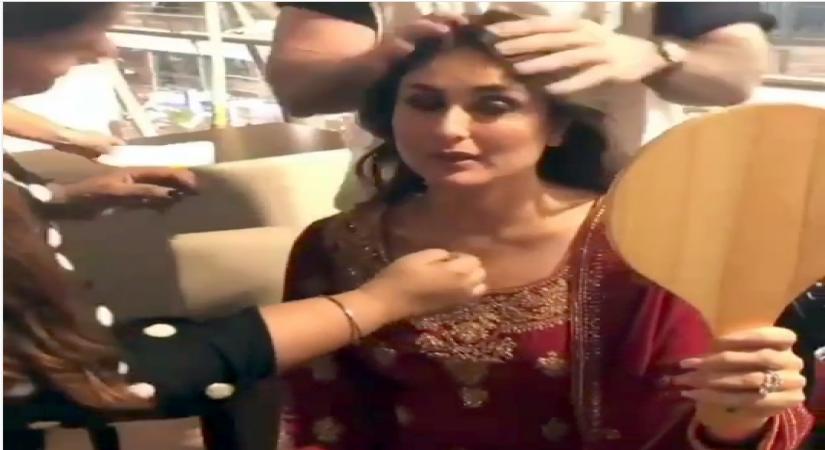 Due to busy work schedule, actress Kareena Kapoor Khan had to get ready for her cousin Armaan Jain's roka ceremony (a pre-wedding ritual) at the Bengaluru airport. A video of her getting her make-up done at the airport has gone viral.