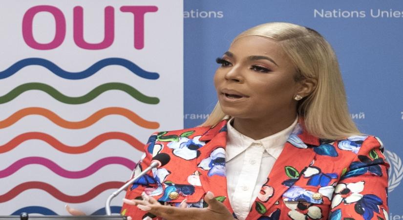 Grammy Award-winning singer-songwriter and actress Ashanti speaks to reporters at the United Nations on Tuesday, April 30, 2019. (Photo: UN/IANS)