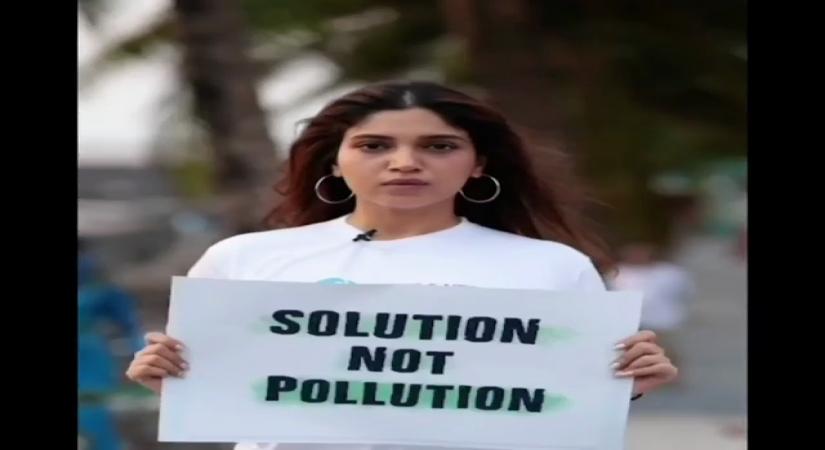 Bhumi Pednekar took to Instagram to share a video that talks about how we as human beings are responsible for climate change, pollution and global warming. The video shows Bhumi actively taking part in cleaning up garbage from a beach.
