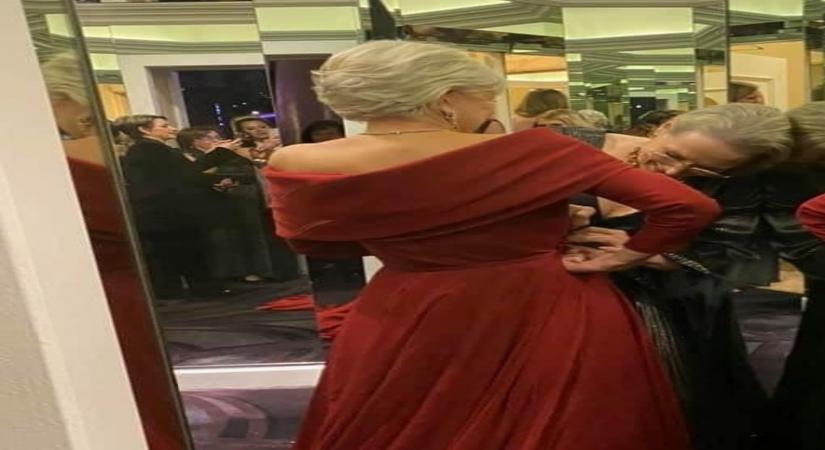 Actress Meryl Streep's sweet gesture of helping fellow actress Helen Mirren fix her dress at the 77th Golden Globe Awards is winning over the Internet. A lot of pictures and videos are doing the rounds on social media in which Streep can be seen  bending down to hold together a portion of MirrenÃ¢ÂÂs burgundy gown.