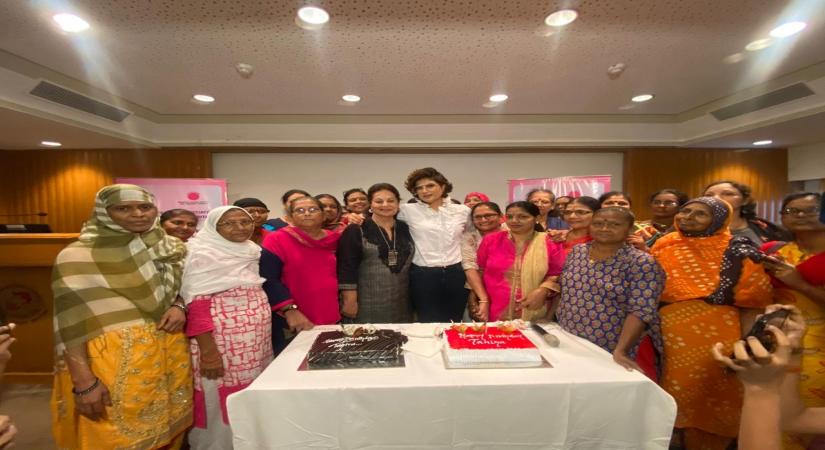 Filmmaker and writer Tahira Kashyap on Thursday met several breast cancer survivors and celebrated her birthday with them. The meet and greet session was held at Tata Memorial Hospital in Mumbai, where Tahira shared the story of her battle with breast cancer with several women. She also cut a cake with the survivors.