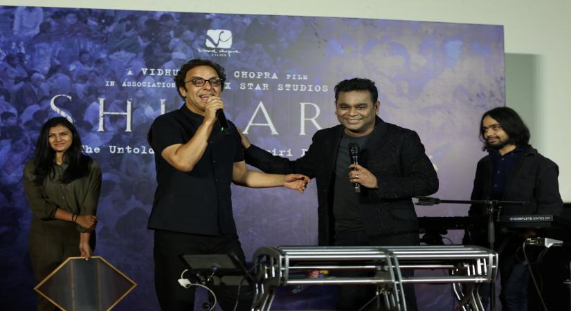Mumbai: Director Vidhu Vinod Chopra and music Director A. R. Rahman at the trailer launch of their upcoming film "Shikara - The Untold Story of Kashmiri Pandits" in Mumbai on Jan 7, 2020. (Photo: IANS)