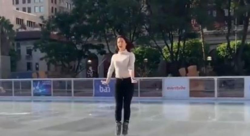 Actress Elli AvrRam shared a video of herself dancing on ice and said that a movie can be made on figure skating in India. Elli on Wednesday took to Twitter to share a video of herself dancing on ice.