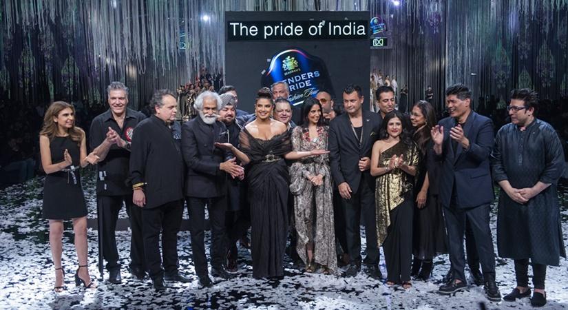 14 iconic designers with brand ambassador Priyanka Chopra Jonas at the grand finale of the 15th edition of Blenders Pride Fashion Tour in Mumbai