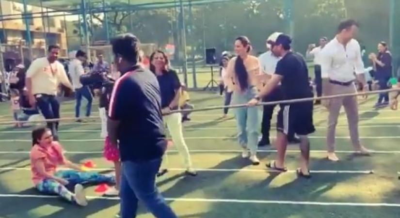 It was actress Soha Ali Khan's first sport day as a parent and she got a "little carried" while playing tug-of-war at her daughter Inaaya Naumi Kemmu's school. Soha on Friday took to Twitter where she shared a video of herself from Inaaya's sports day event.