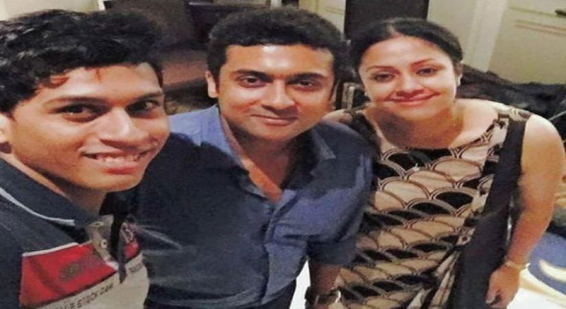 Southern superstar Suriya has shared a happy selfie with his actress-wife Jyothika. Suriya on Wednesday took to Instagram to share an adorable photograph of himself with Jyothika. The two are seen looking at the camera and smiling.