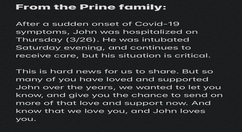 Covid-19: John Prine in critical condition.