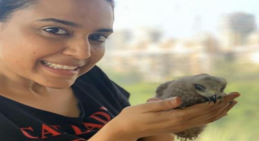 Swara Bhasker rescues black kite bird.