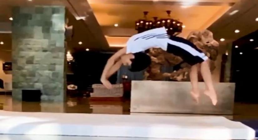 Shilpa Shetty Kundra's son Viaan aces the backflip in new post.