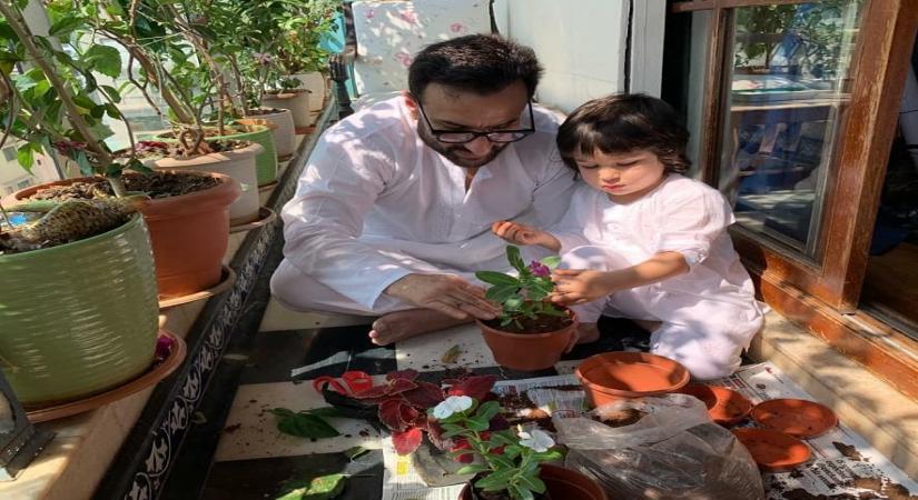 Mumbai, May 2 (IANS) Saif Ali Khan has turned hairstylist for son Taimur during the lockdown!