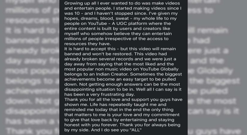 YouTube vs TikTok: CarryMinati shares emotional note on social media.