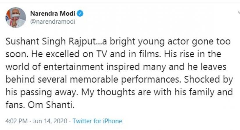 Sushant's journey in entertainment world inspired many: Modi.