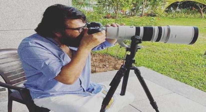 Mammooty turns photographer for his 'morning guests'.
