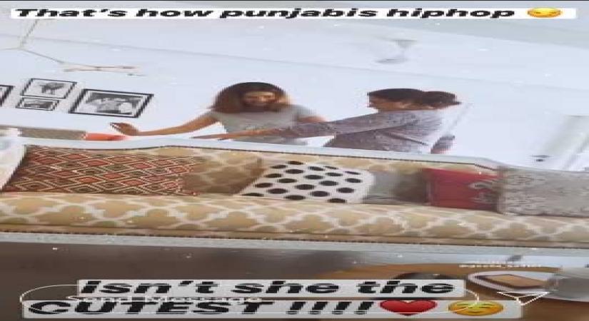 Kriti Sanon coaches mom on Punjabi 'hip hop' moves.