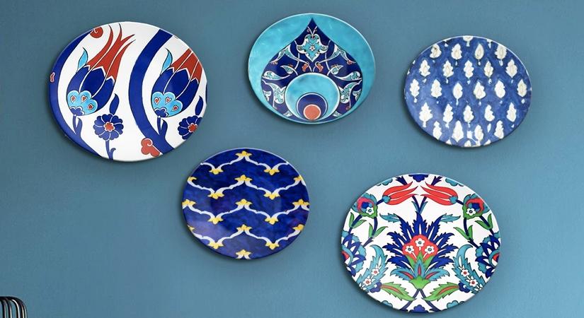 Multi colour Ceramic Turkey World Of Cobalt 8 & 10 Inch Decorative Wall Plates- Set Of 5 By Quirk India from Pepperfry Rs.6999