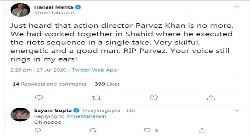 Bollywood action director Parvez Khan dies at 55.