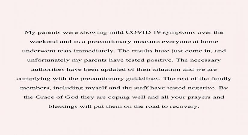 Tamannaah Bhatia's parents test Covid positive, actress is fine