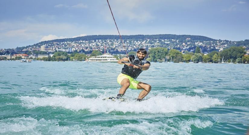 Ranveer Singh in Zurich doing Wakeboarding