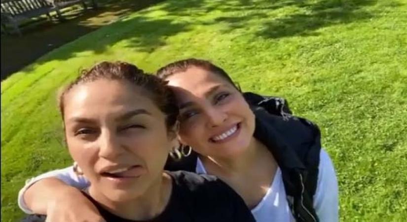 Lara Dutta and Huma Qureshi get goofy on 'BellBottom' set.