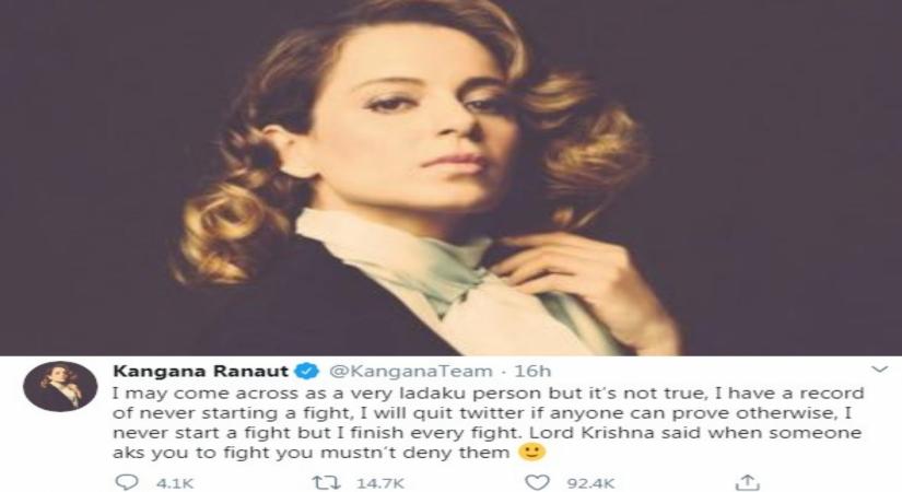 Kangana 'will quit twitter' if anyone can prove she starts fights