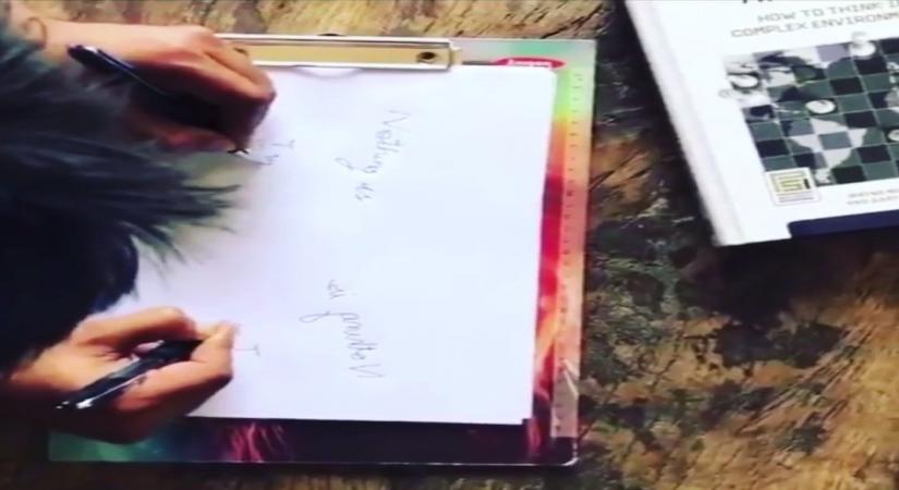 Sushant's sister posts video of late actor writing with both hands at once.