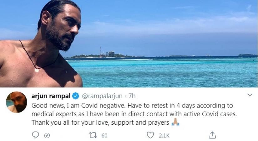 Arjun Rampal tests Covid negative, to re-test in 4 days