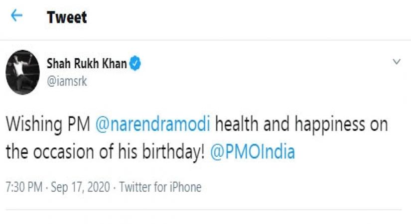 SRK wishes health and happiness to PM Modi on his birthday.