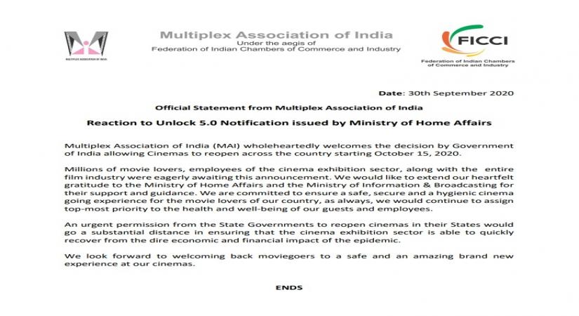 Multiplex Association of India letter