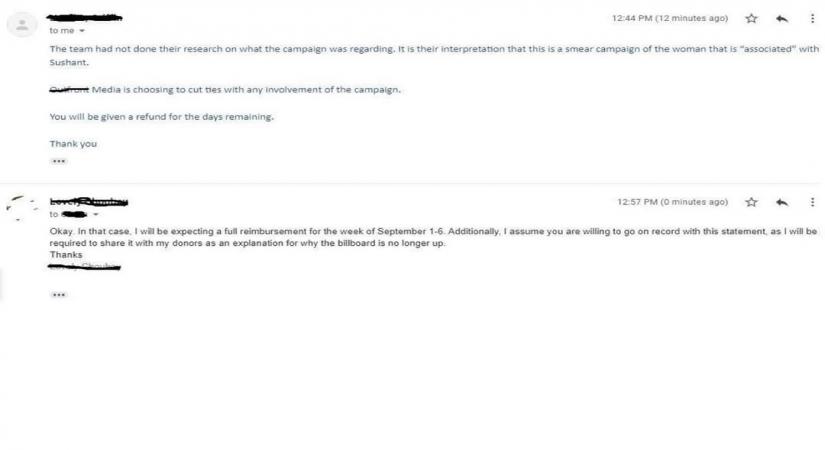 SushantÃ¢ÂÂs billboard removed in Hollywood, sister Shweta blames paid pr.