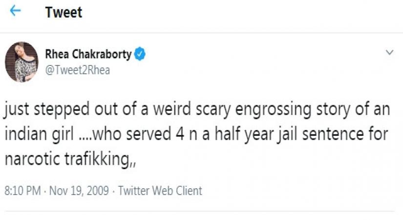 Rhea Chakraborty's 2019 tweet on narcotic trafficking goes viral.