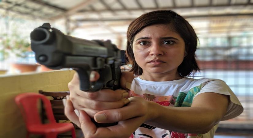 Mumbai, Oct 6 (IANS) Actress Shweta Tripathi held a real gun for a web series shoot recently, and the experience was unprecedented.