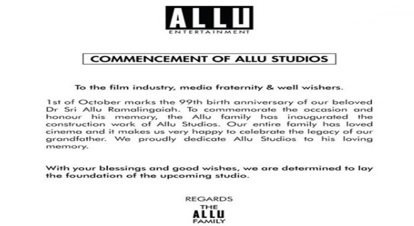 On Allu Ramalingaiah's 99th birth anniversary, family inaugurates Allu Studios.