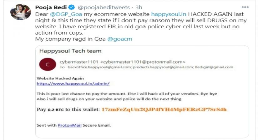 Ransomware attack on Pooja Bedi's website