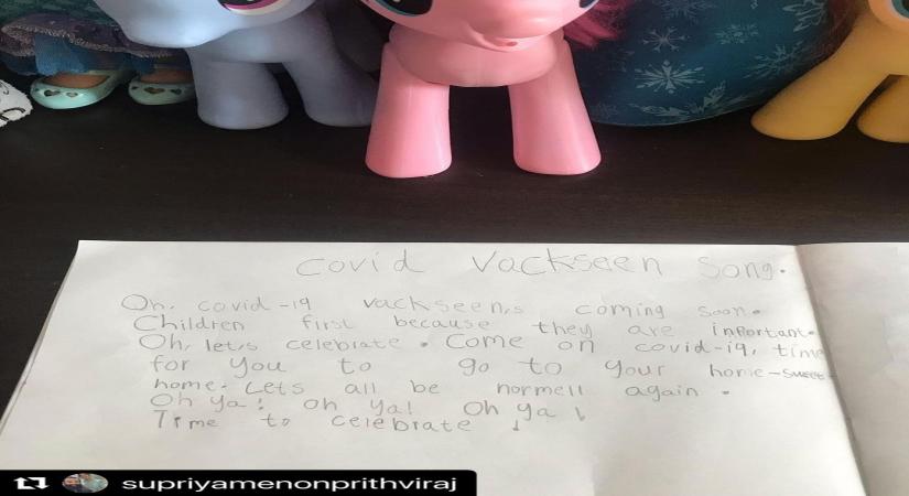 Prithviraj SukumaranÃ¢ÂÂs daughter pens poem on Covid-19 vaccine.