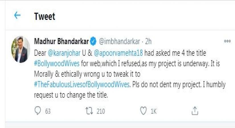 Madhur Bhandarkar's title war with Karan Johar.