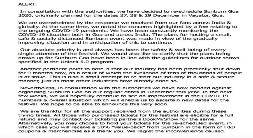 Sunburn Goa 2020: Organisers hope to announce new dates soon.