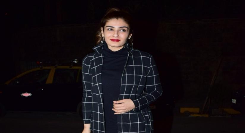 Mumbai: Actress Raveena Tandon at filmmaker Goldie Behl's birthday bash in Mumbai on Jan 25, 2020. (Photo: IANS)