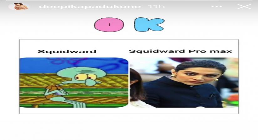 Deepika Padukone posts 'SpongeBob' meme on herself.